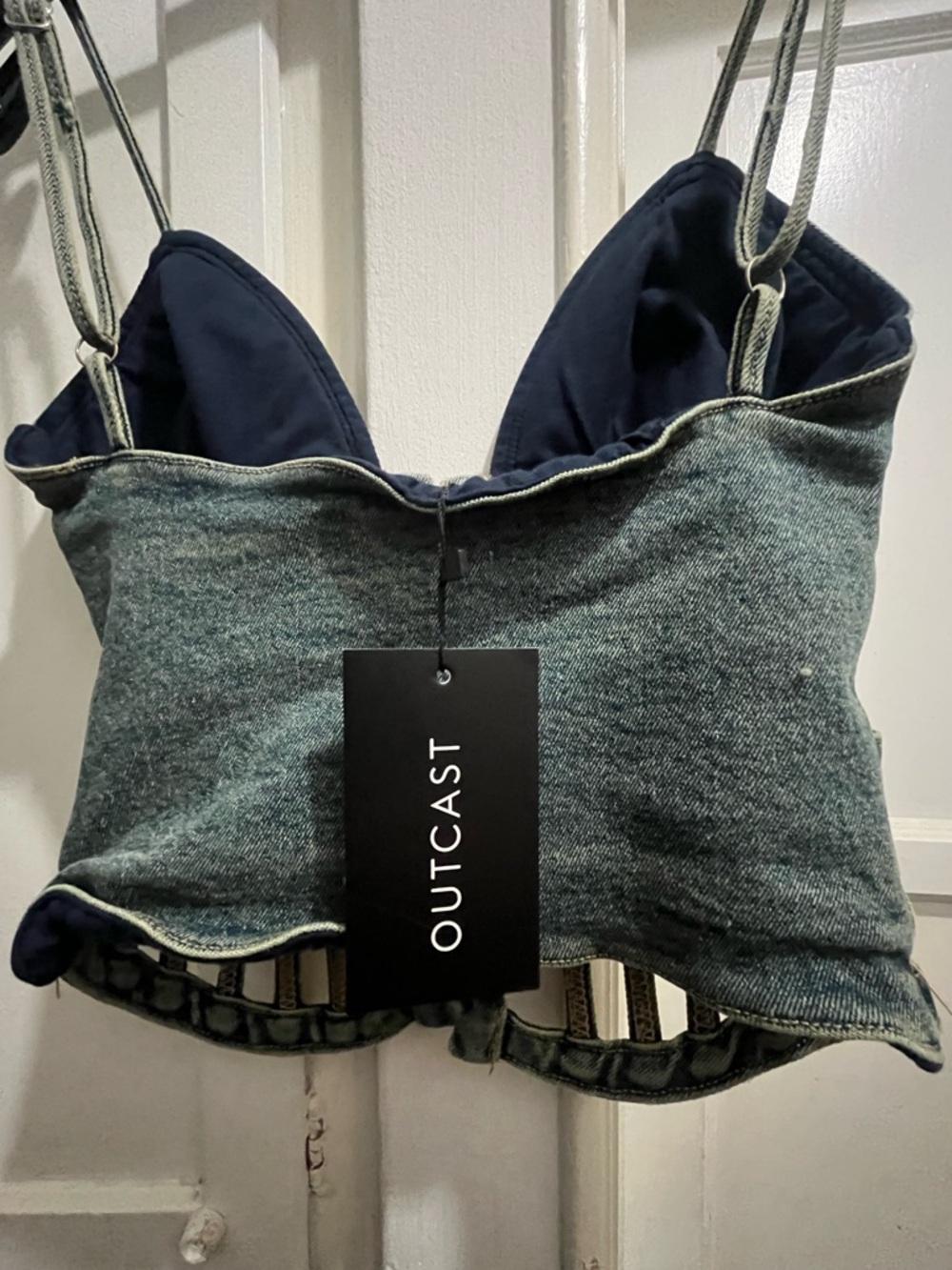 Outcast perri corset cage top in vintage denim size small - Picture 11 of 16